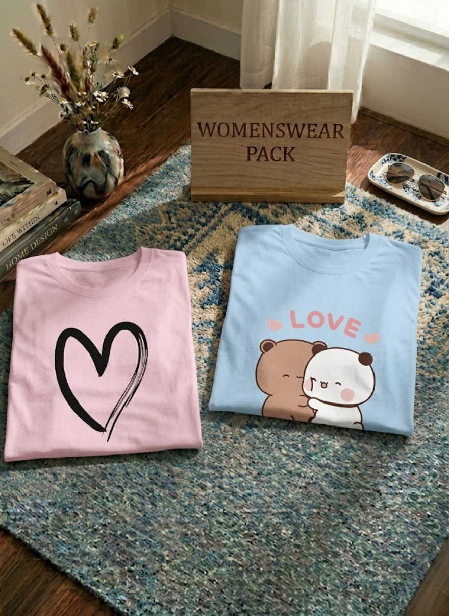 Soft Pastel Graphic Tee Duo for Women