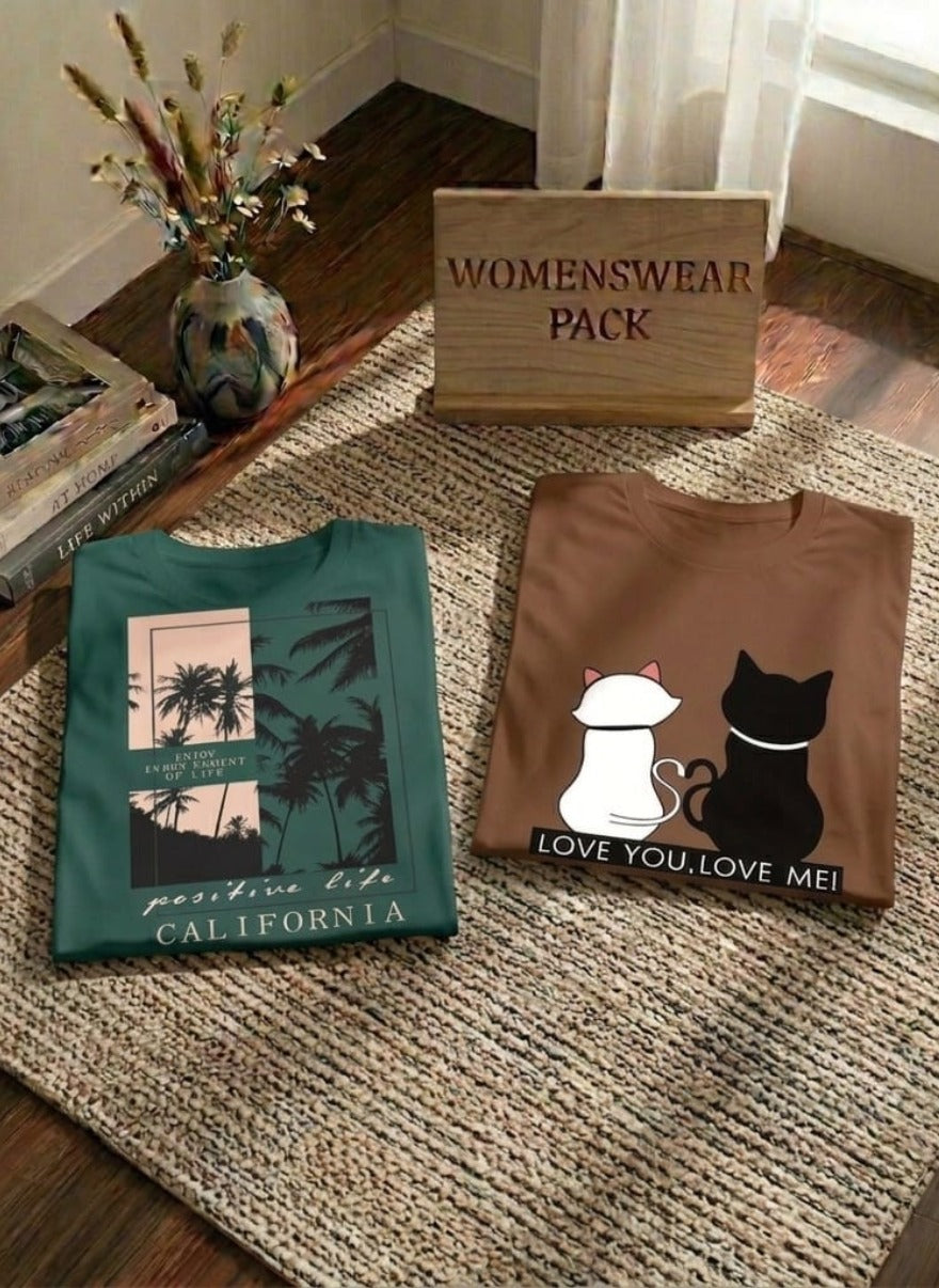 Soft Cotton Women’s Graphic Tees Pack – Cute & Urban Style