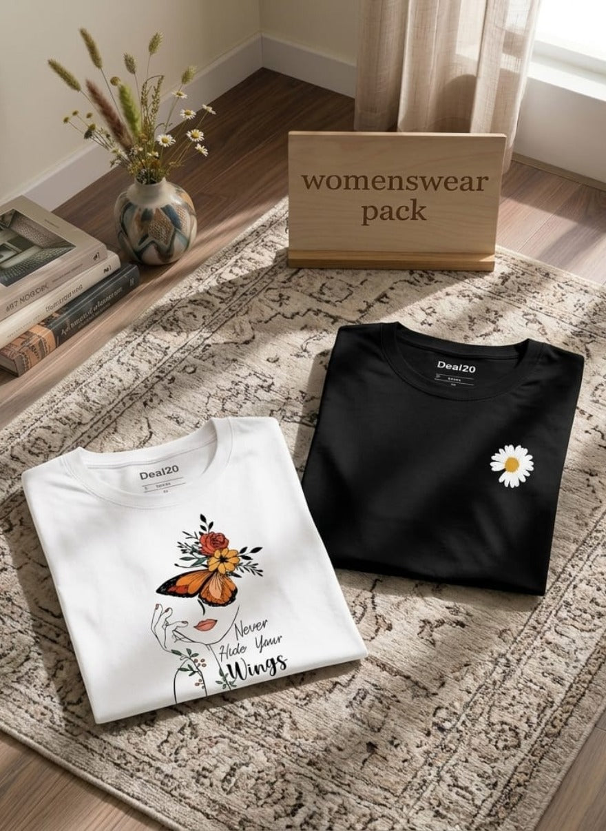 Women’s Aesthetic Graphic Tee Bundle – Pack of 2 Casual Fashion T-Shirts