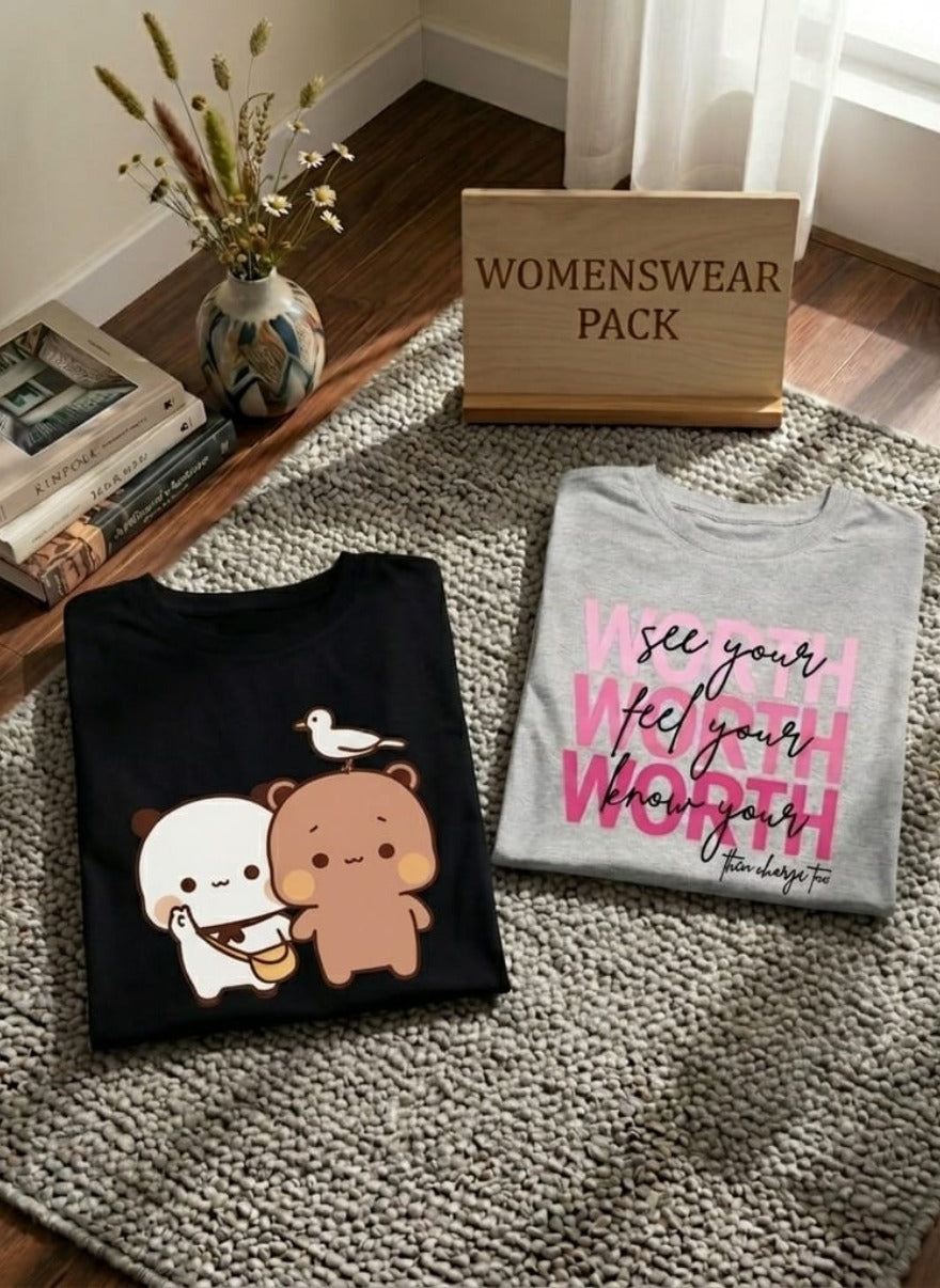 Trendy Women’s Casual Graphic Tee Duo Pack