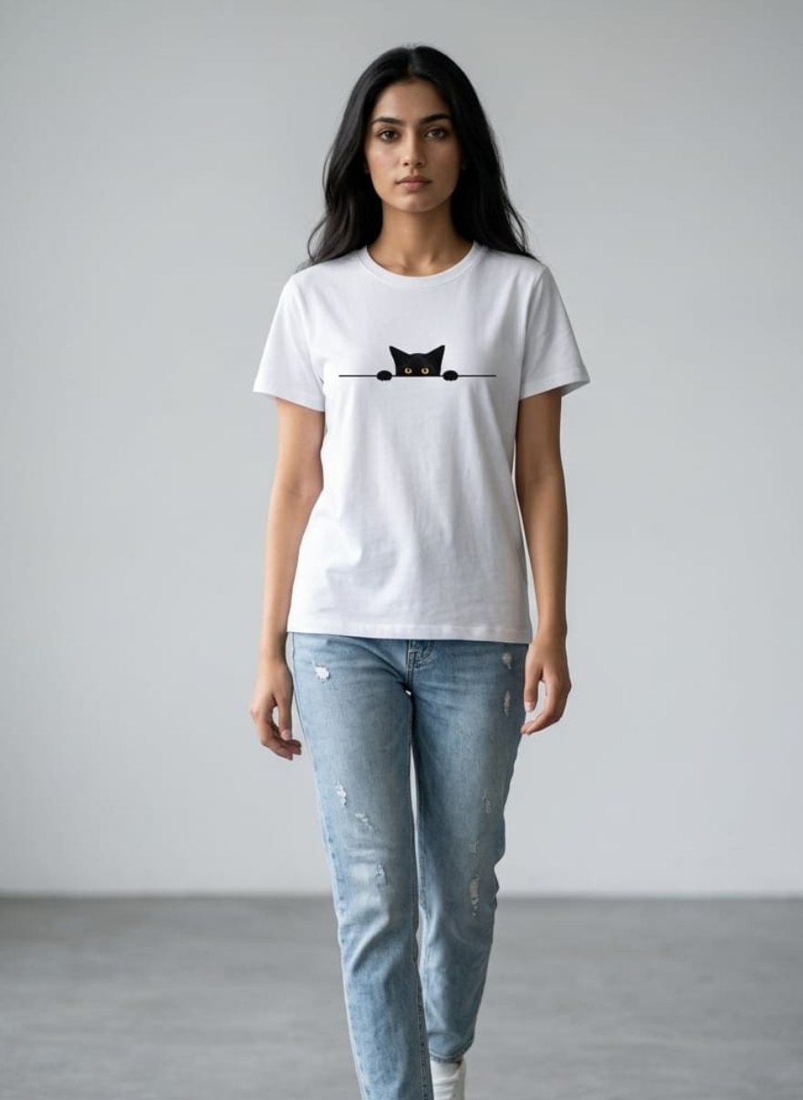 Women’s Cute Cat & Limited Edition T-Shirt Combo (Pack of 2) – Stylish Summer Casual Wear