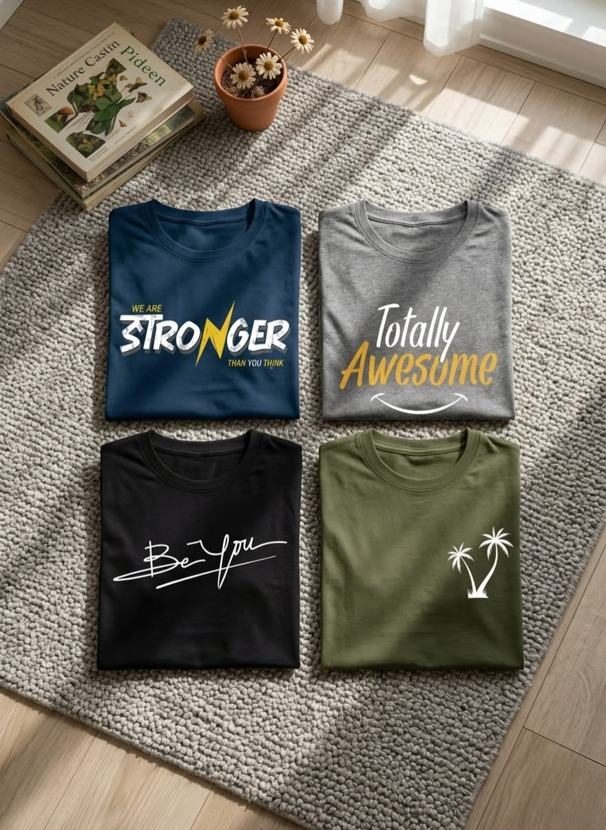 Men’s Summer Comfort T-Shirt Bundle (Pack of 4) – Premium Graphic Tees