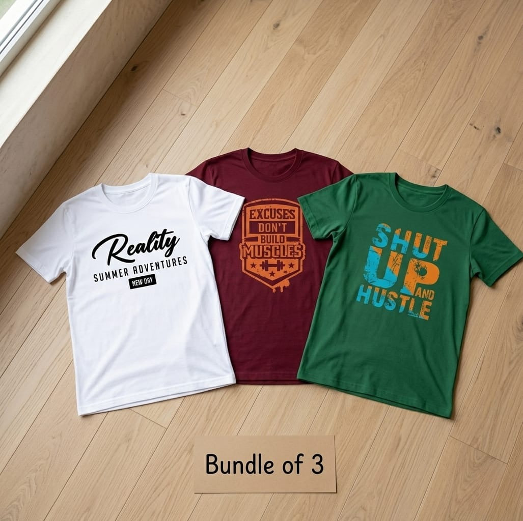 Comfortable Men’s Summer Tee Set – 3 Pack Soft Cotton Printed T-Shirts