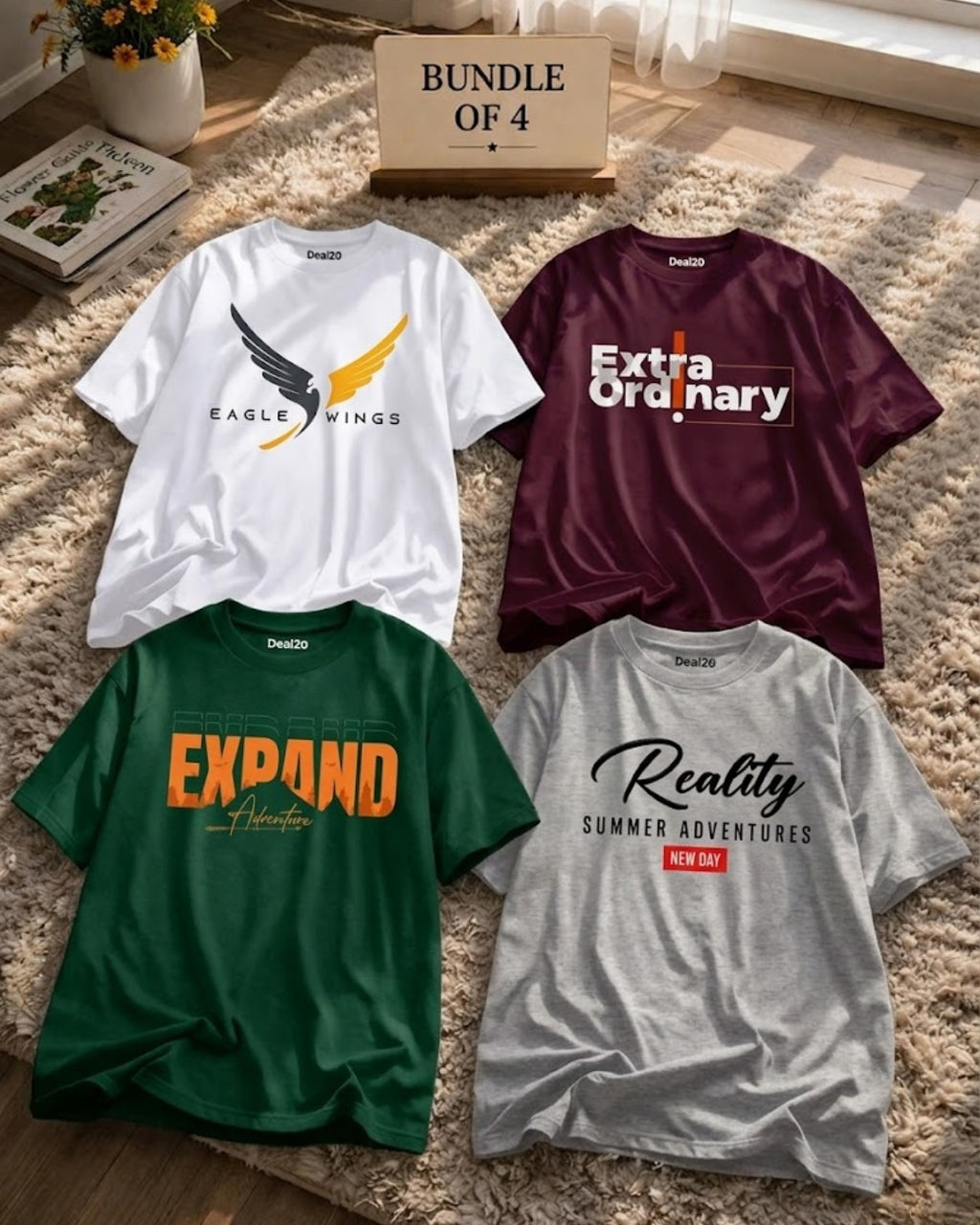 Men's Summer Comfort T-Shirt Bundle (Pack of 4) – Premium Graphic Tees