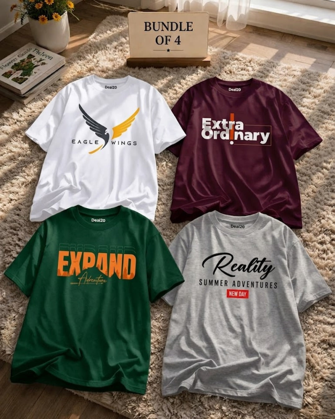 Men's Summer Comfort T-Shirt Bundle (Pack of 4) – Premium Graphic Tees