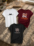 Men’s Premium Cotton Graphic T-Shirts Pack of 3 – Stylish Everyday Casual Wear